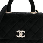 Velvet Crystal Quilted Extra Mini Coco Handle Flap Black