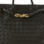 Nappa Intrecciato Medium Andiamo Shoulder Bag Kaki