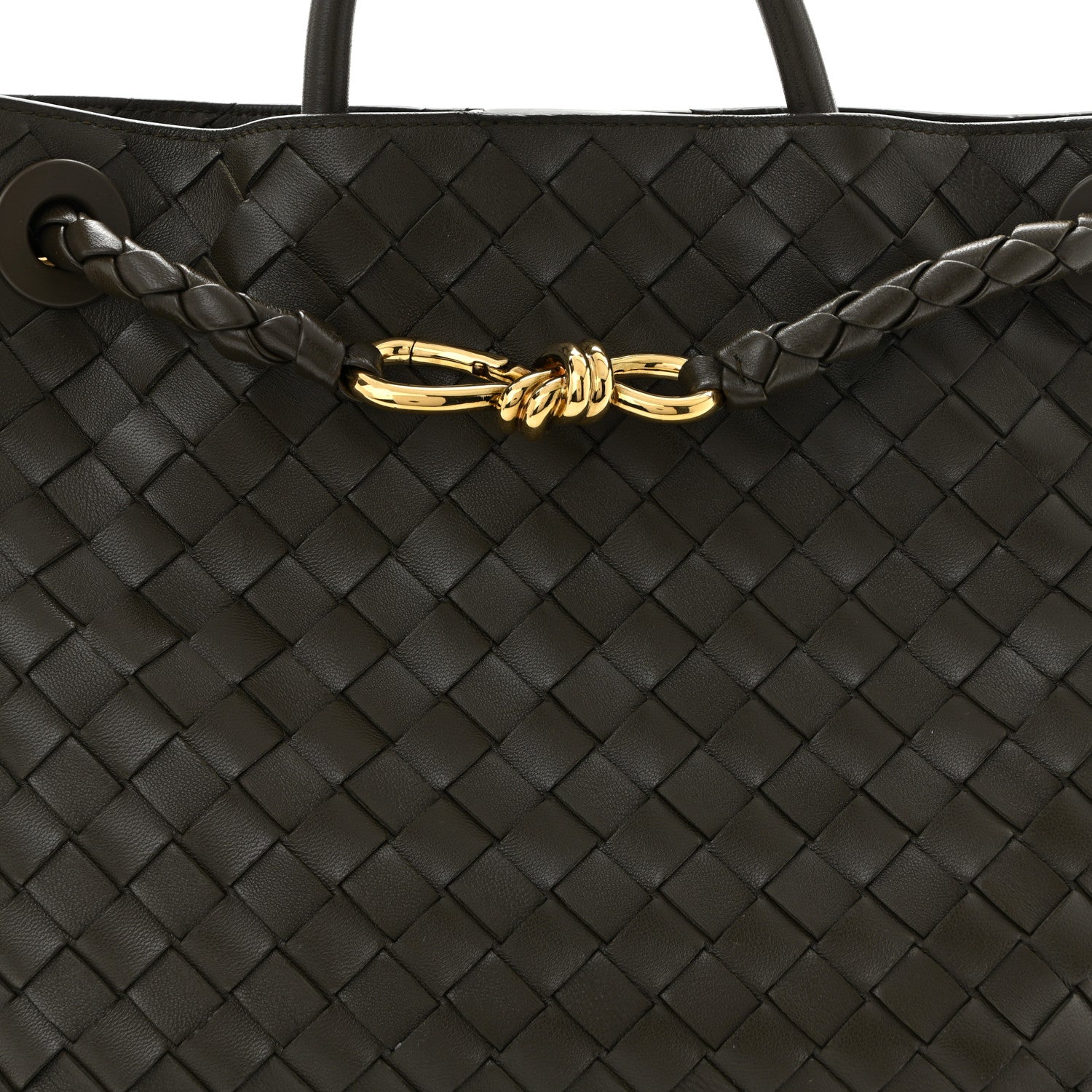 Nappa Intrecciato Medium Andiamo Shoulder Bag Kaki