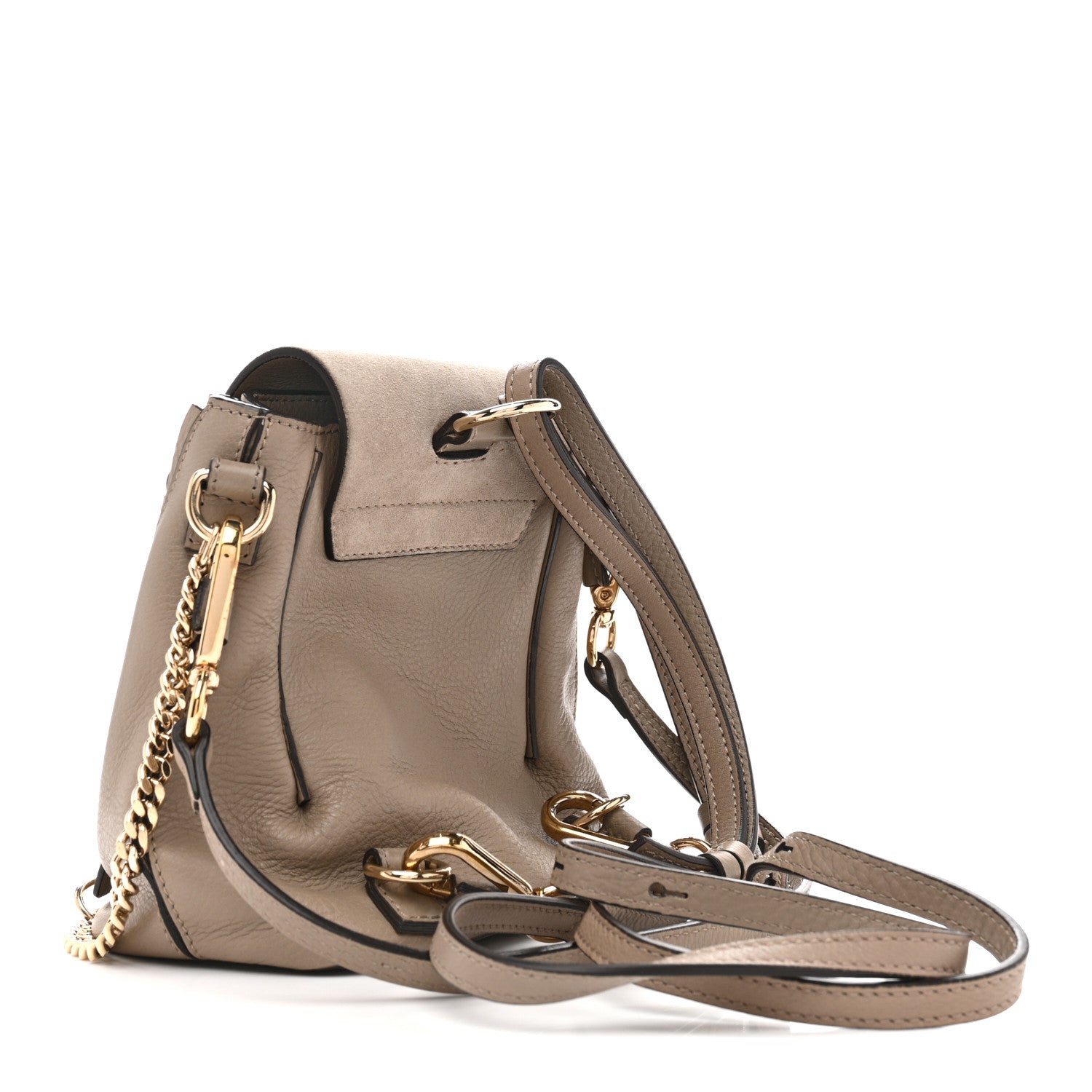 Suede Calfskin Mini Faye Backpack Motty Grey