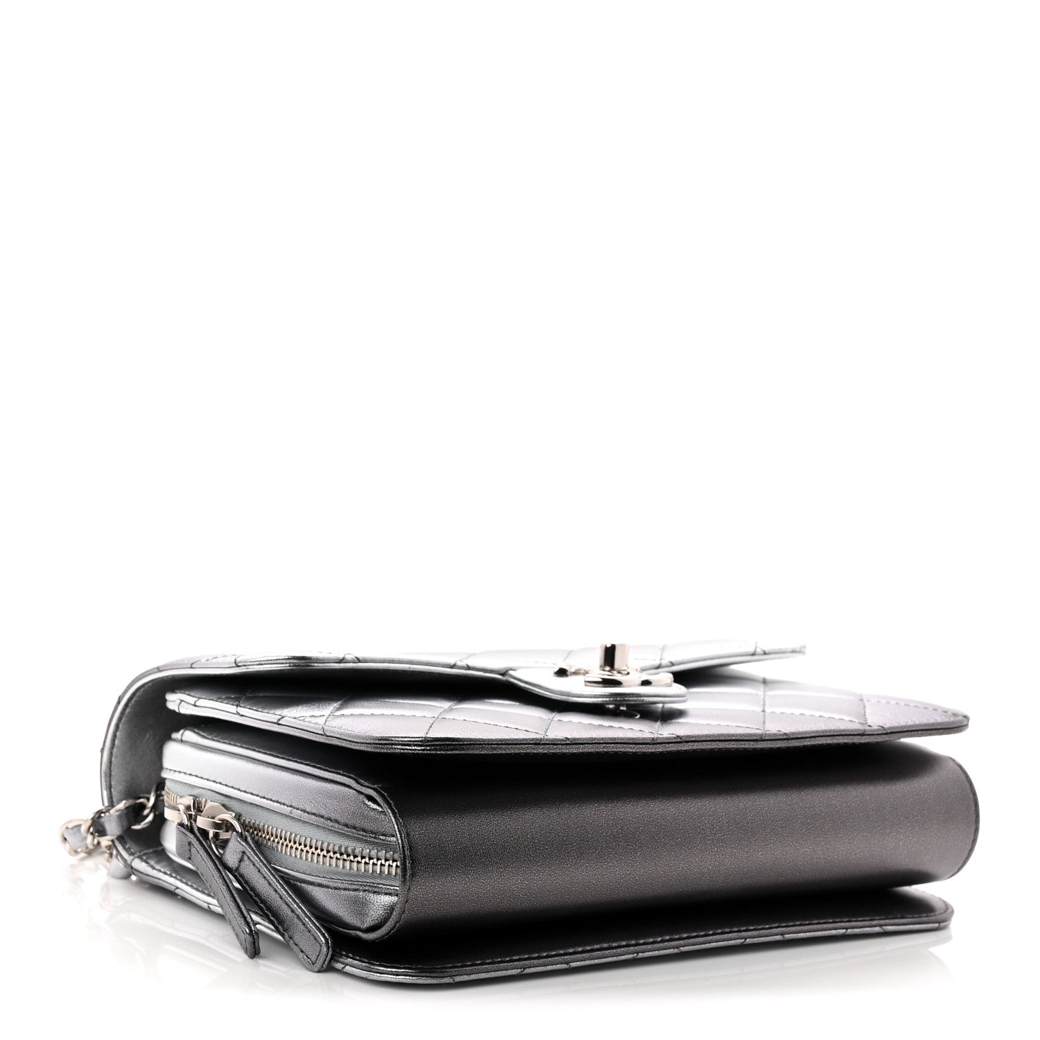 Metallic Lambskin Large Like A Wallet Flap Silver