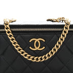 Lambskin Quilted Small Pillow Crush Vanity Case With Chain Black