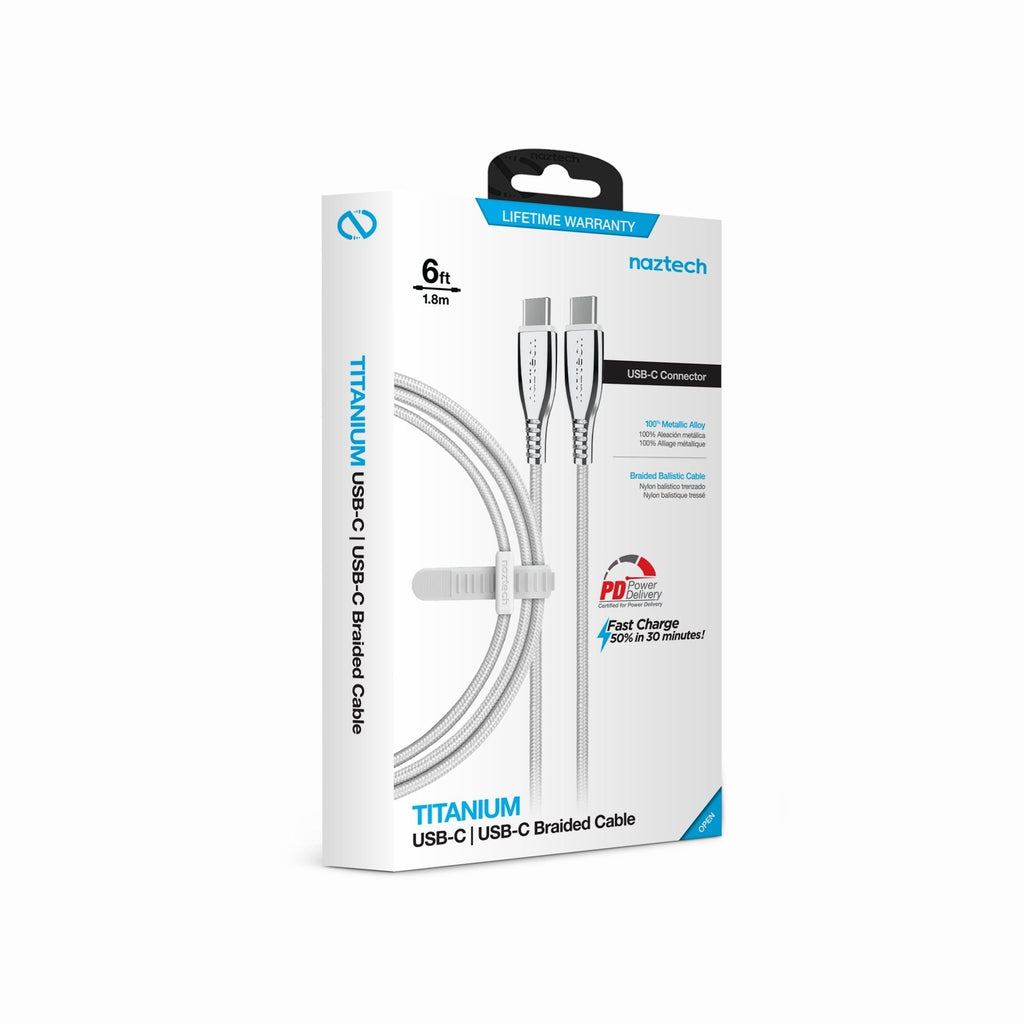 Titanium USB-C to USB-C Braided Cable 6ft