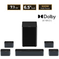 500W 7.1 Channel Dolby Atmos Soundbar Home Theater System with Wireless Subwoofer and Four Surround Speakers, App-Controlled - D80 Boom
