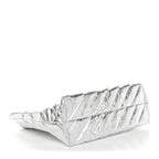 Metallic Crushed Calfskin Quilted Medium Crush Carry All Tote Bag Silver