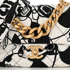 Canvas Printed Deer Coco Mini Single Flap White Black