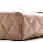 Caviar Quilted Top Handle Slim Vanity With Chain Dark Beige