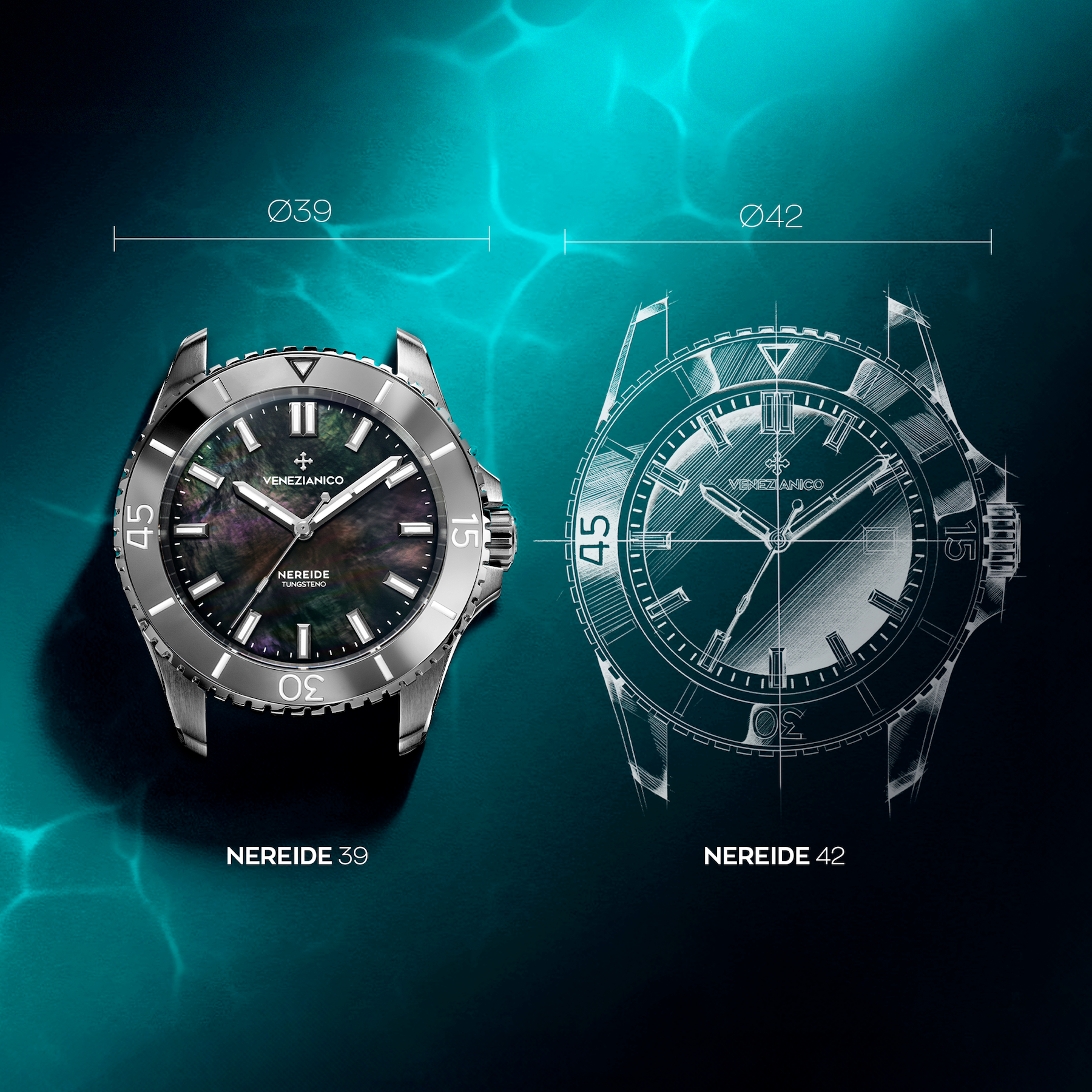 Venezianico Nereide Tungsteno 39 Men’s Grey Automatic Diver Watch