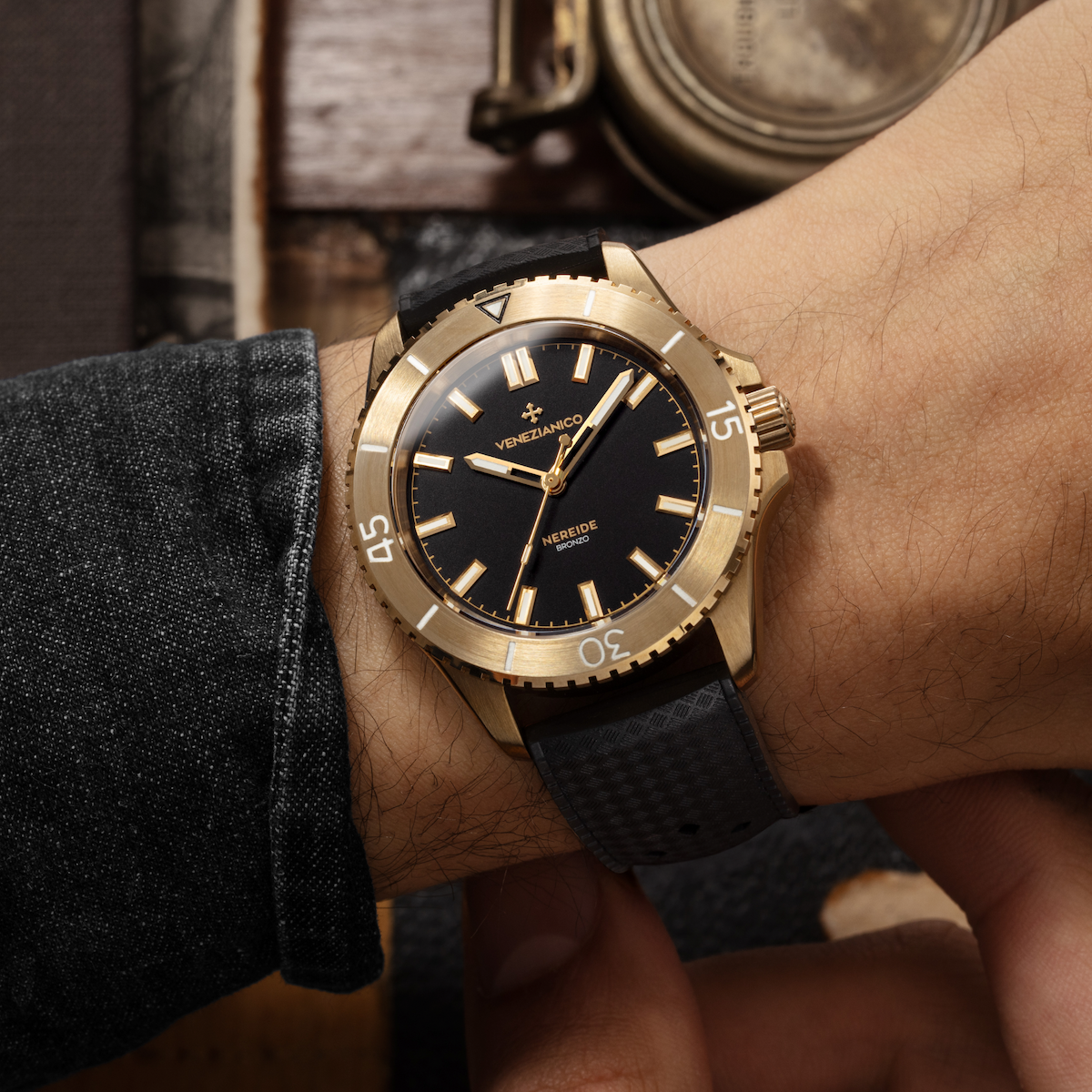Venezianico Nereide Bronzo Men's Black Bronze Automatic Watch
