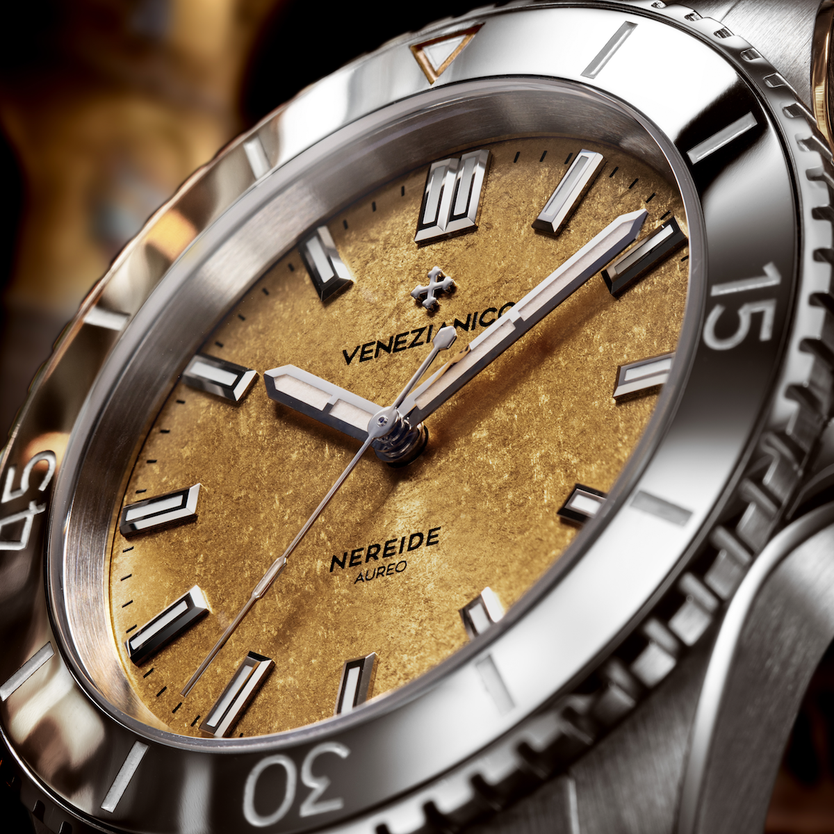 Venezianico Nereide Aureo 39 Men's Automatic Gold Diver Watch