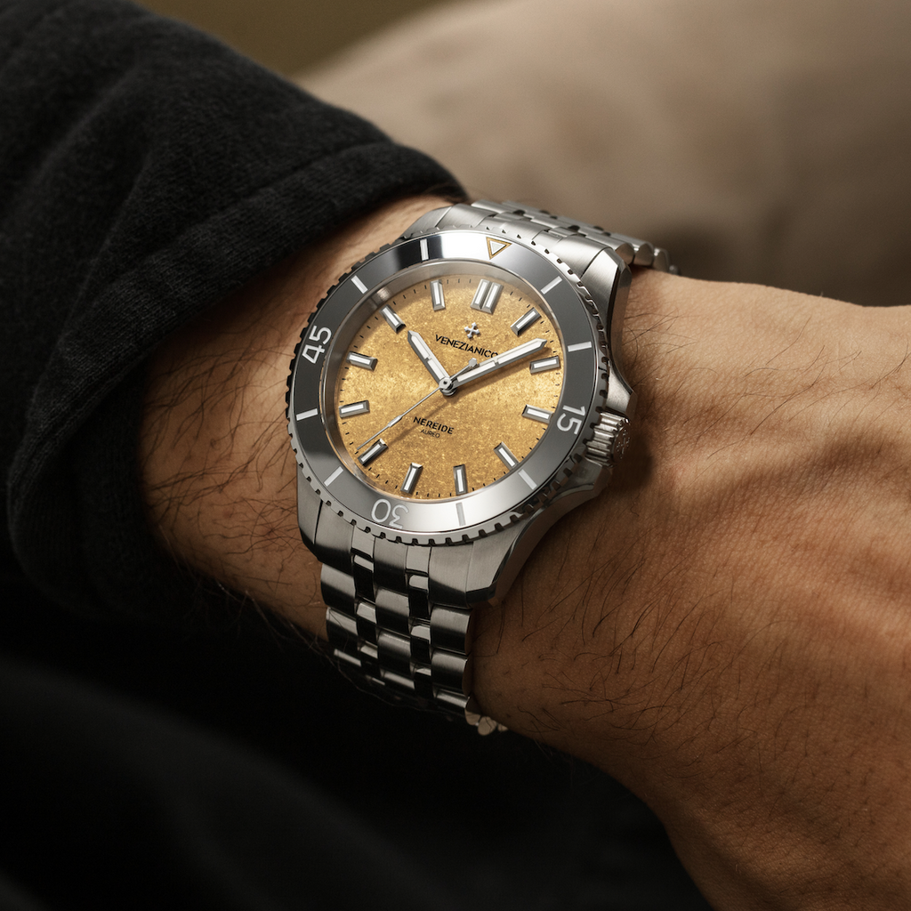 Venezianico Nereide Aureo 39 Men's Automatic Gold Diver Watch
