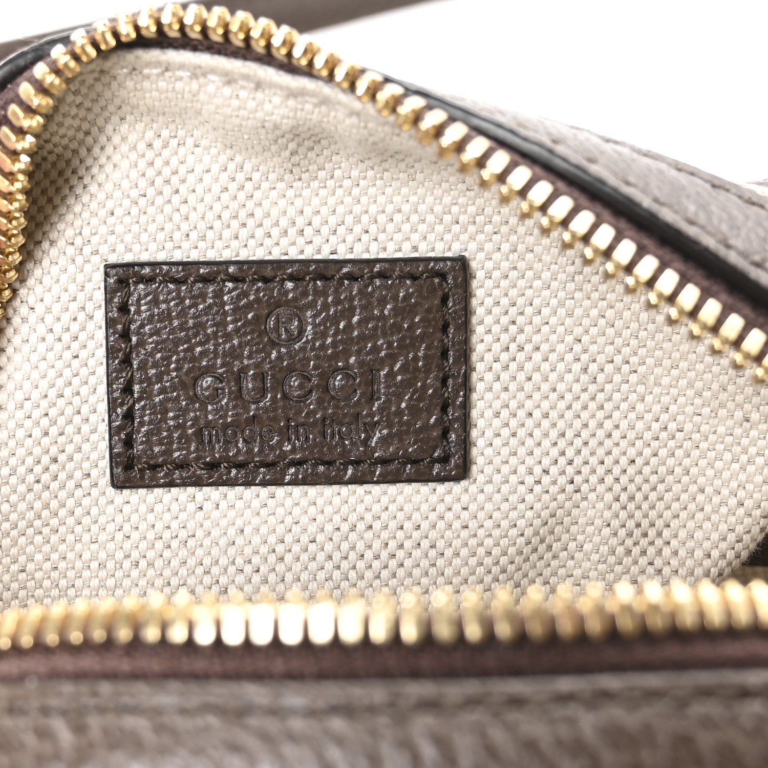 GG Supreme Monogram Textured Dollar Calfskin Web Super Mini Ophidia Top Handle Bowler Bag Beige Ebony New Acero