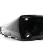 Patent Pony Hair Small Pocket Tote Black White