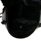 Shearling Quilted Medium Single Flap Black