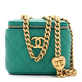 Caviar Quilted Sweetheart Mini Vanity Case Green
