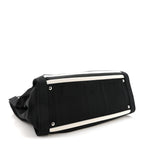 Canvas Grosgrain Striped CC Shopping Tote Black White