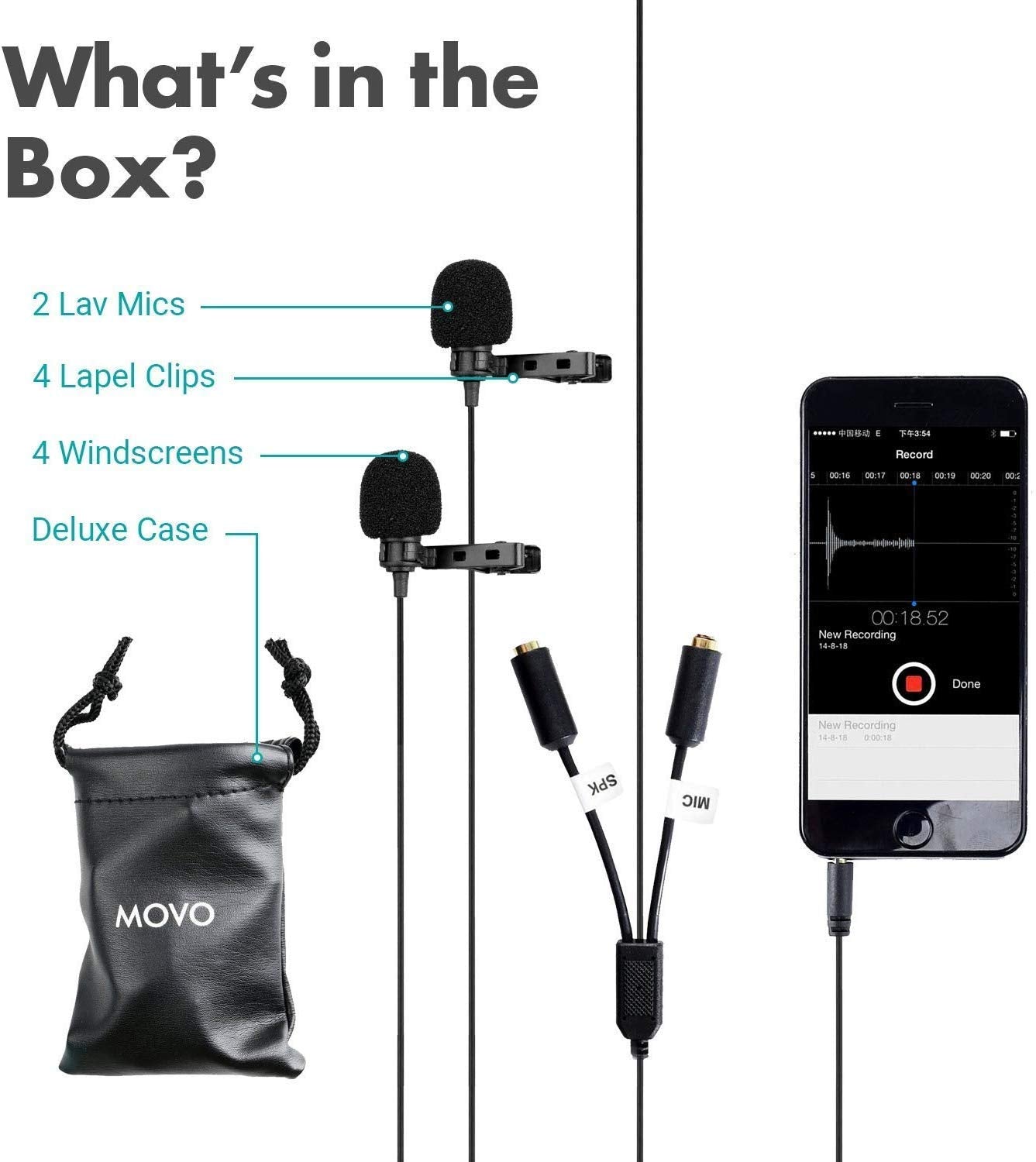 Movo Lav w/ Secondary Mic & Headphone Monitoring