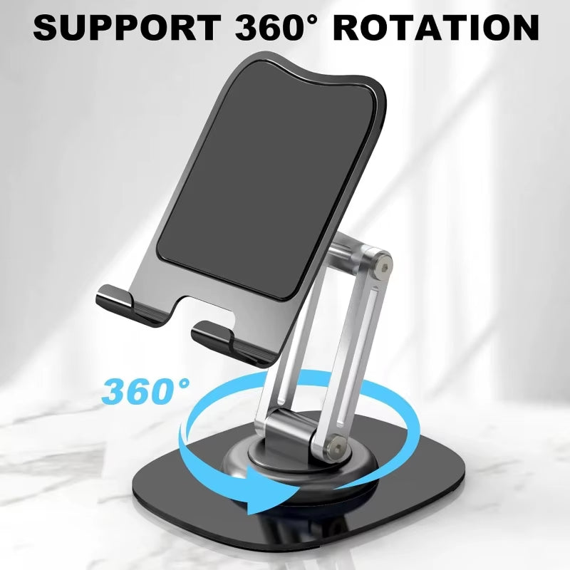 360° Rotating Portable Tablet and Phone Holder - Folding Lazy Desktop Stand for iPad, iPhone, and Xiaomi Devices