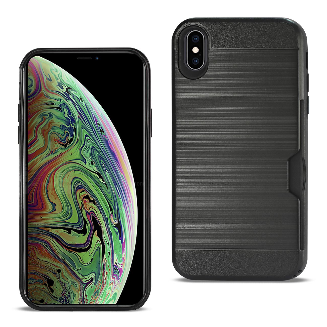 Reiko Iphone Xs Max Slim Armor Hybrid Case With Card Holder In Black