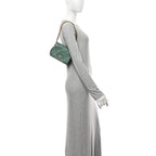 Lambskin Quilted Mini Chain Rows Flap  Green