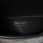 Washed Denim Quilted Messenger Flap Black