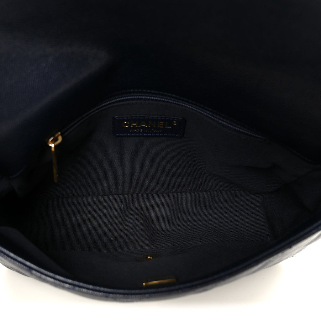 Caviar Quilted Small CC You Flap Navy