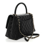 Caviar Quilted Small Coco Handle Flap Black