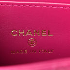 Shiny Aged Calfskin Quilted Mini Nano Kelly Shopper Dark Pink