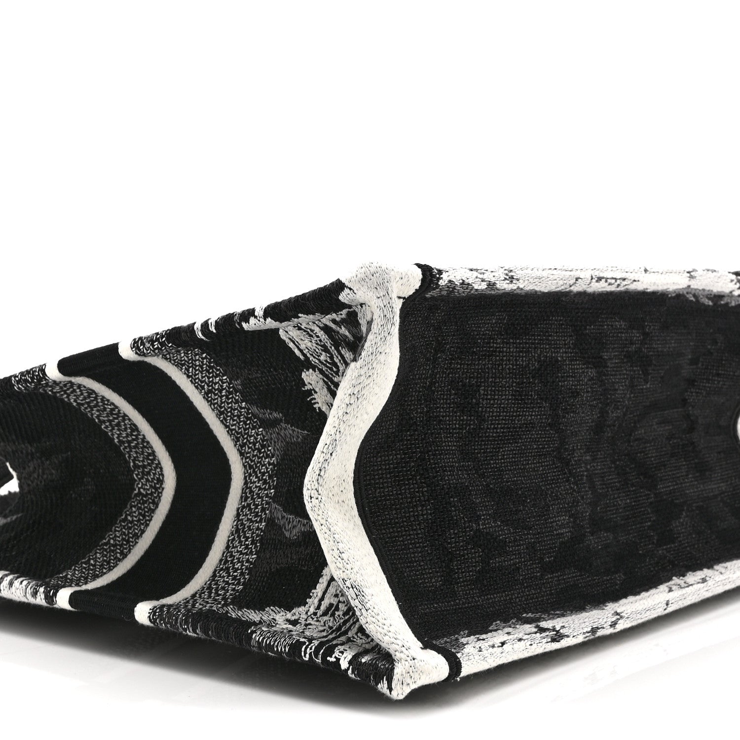 Canvas Embroidered Medium Paris Book Tote Black White