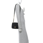 Lambskin Quilted Small Lacquered Chain Flap Black