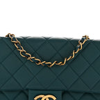 Calfskin Quilted East West Flap Dark Blue