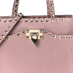 Grained Calfskin Rockstud Flip Lock Tote Lipstick