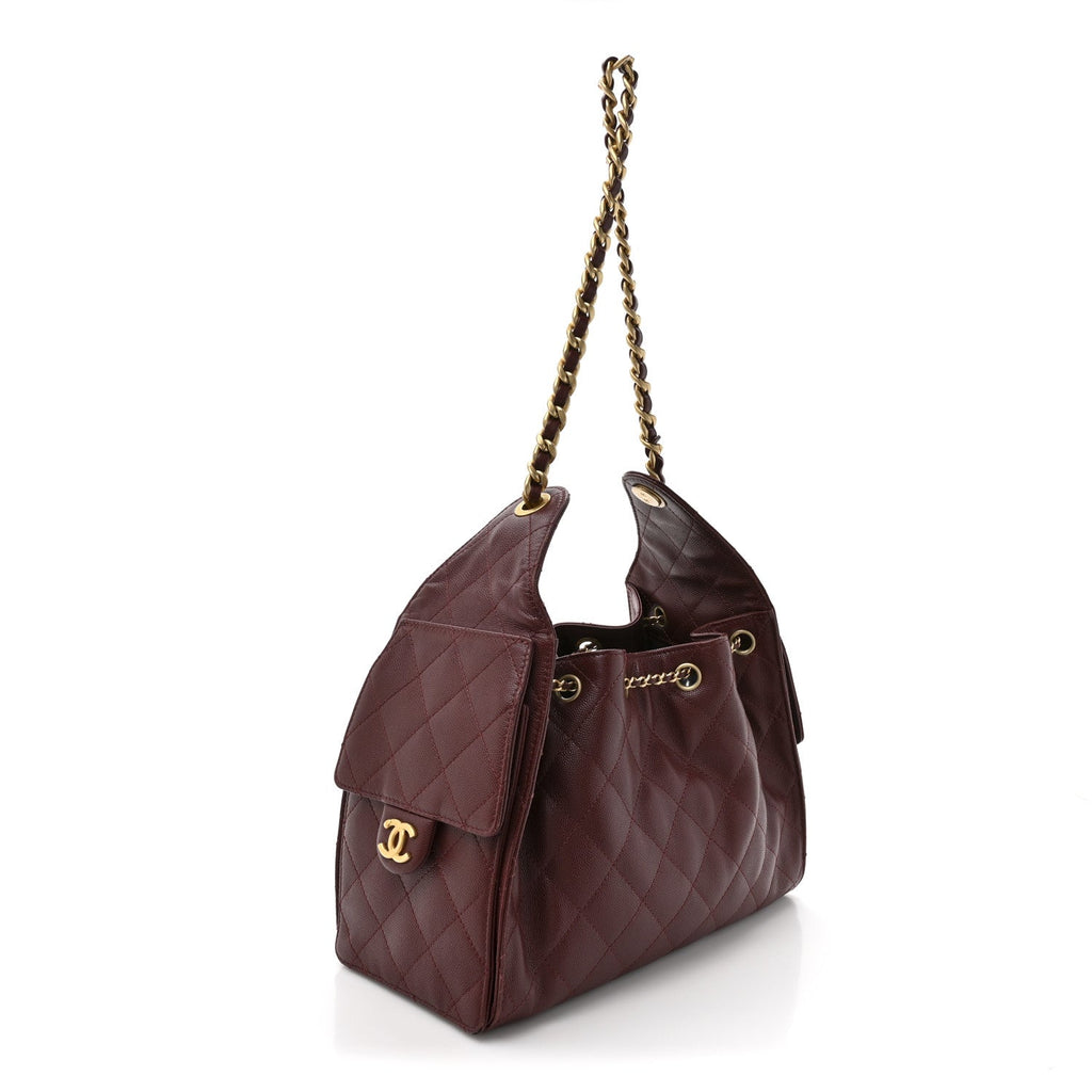 Caviar Quilted Small Chanel 25 Handbag Burgundy
