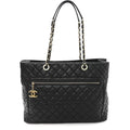 Lambskin Quilted Large Tote Black