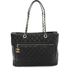 Lambskin Quilted Large Tote Black