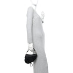 Satin Crystal Mini Saddle Bag Black