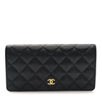Caviar Quilted Yen Wallet Black