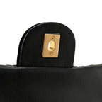 Velvet Quilted Mini Top Handle Flap Black