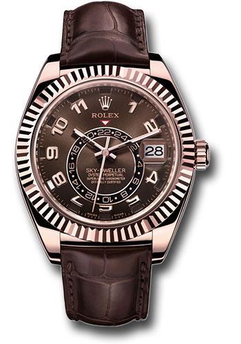 Rolex Everose Gold Sky-Dweller Watch - Chocolate Sunray Arabic Dial - Brown Leather Strap