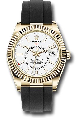 Rolex Yellow Gold Sky-Dweller  - White Index Dial - Oysterflex Bracelet - 326238 wi