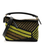 Raffia Calfskin Small Puzzle Bag Anise Olive