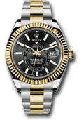 Rolex Yellow Rolesor Sky-Dweller  - Black Index Dial - Oyster Bracelet - 326933 bk