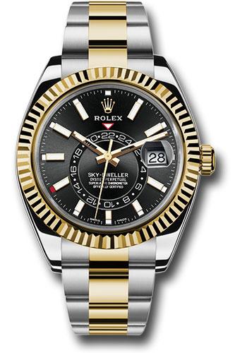 Rolex Yellow Rolesor Sky-Dweller  - Black Index Dial - Oyster Bracelet - 326933 bk