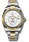 Rolex Yellow Rolesor Sky-Dweller  - White Index Dial - Oyster Bracelet - 326933 wh