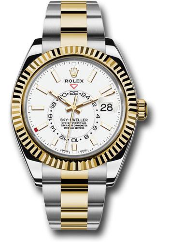 Rolex Yellow Rolesor Sky-Dweller  - White Index Dial - Oyster Bracelet - 326933 wh