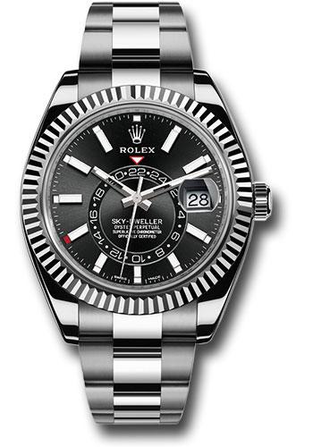 Rolex White Rolesor Sky-Dweller  - Black Index Dial - Oyster Bracelet - 326934 bk