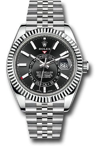 Rolex Oyster Perpetual White Rolesor Sky-Dweller  - Black Index Dial - Jubilee Bracelet - 326934 bkij