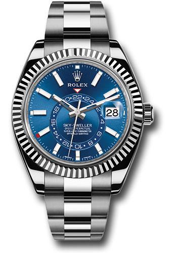 Rolex White Rolesor Sky-Dweller  - Blue Index Dial - Oyster Bracelet - 326934 bl