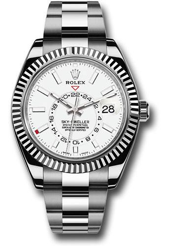 Rolex White Rolesor Sky-Dweller  - White Index Dial - Oyster Bracelet - 326934 wh