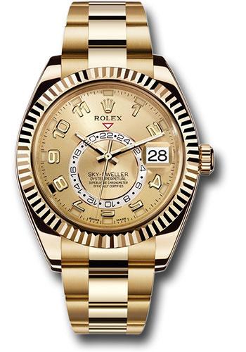 Rolex Yellow Gold Sky-Dweller  - Champagne Sunray Arabic Dial - Oyster Bracelet - 326938 ch